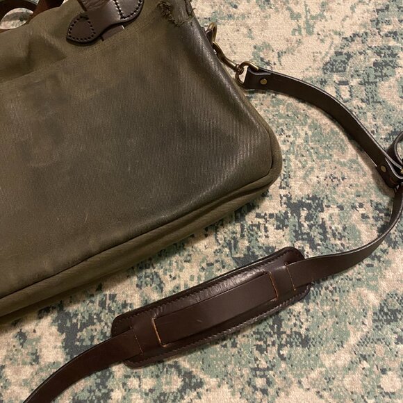 FILSON ORIGINAL BRIEFCASE GREEN WITH STRAP Classic Heritage style PREOWNED - Picture 16 of 16